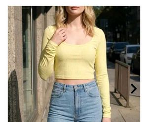 Shein Full Sleeve square neck yellow top