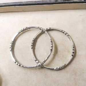Pure Silver Bangles with Stone Accents