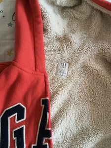 GAP Red Sherpa Lined Hoodie
