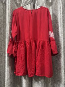 Red Embroidered Top