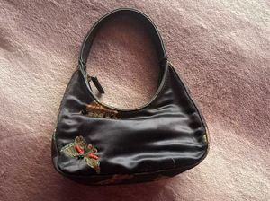 Black Satin Bag with Beaded details