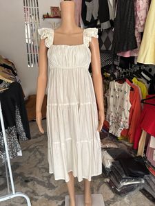 Chic White Tiered Midi Dress