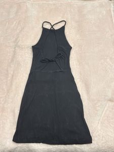 Mini Backless Black Bodycon Ribbed Knit Dress