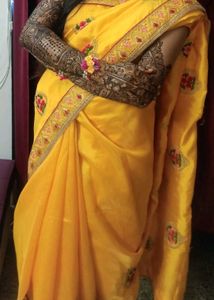 Yellow Elegant Haldi Function Saree With Blouse