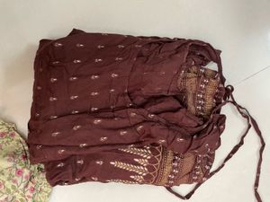 Stylish Brown Printed Anarkali Kurta