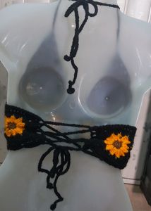 Black German  Square  Bikini  Top