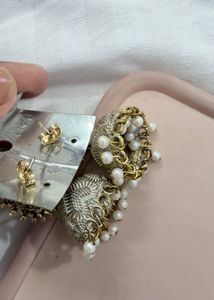 Beautiful Jhumka Earrings with Pearls