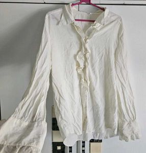Elegant White Ruffle Shirt