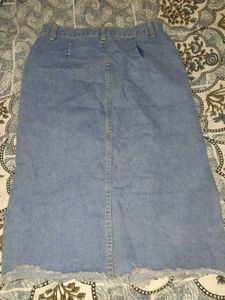 Denim A-Line Midi Skirt