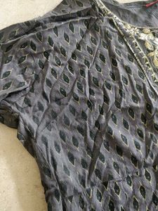 Embroidered Grey Kurta
