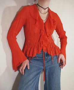 Aesthetic Orange ruffle top