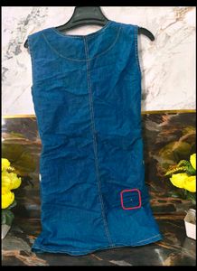 Sleeveless Denim Button-Up Dress