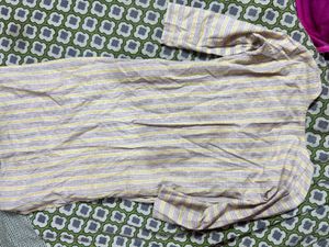 Yellow &amp; Grey Striped Casual Tunic Kurti