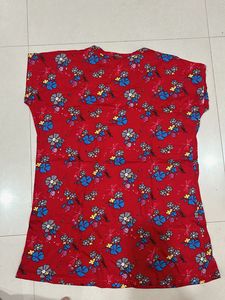 Cute Floral Print Red Top