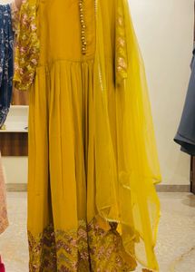 Elegant Yellow Embellished Ethnic Gown