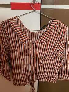 Striped Tie-Front Blouse