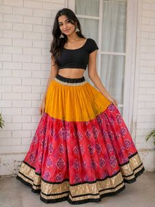 Colorful Tiered Lehenga Skirt