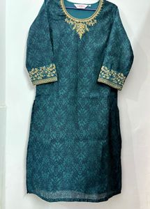 Teal Embroidered Kurta