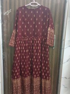 Maroon Ethnic Kurta with Gold Print