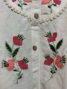 Cream Kurta with Floral Embroidery