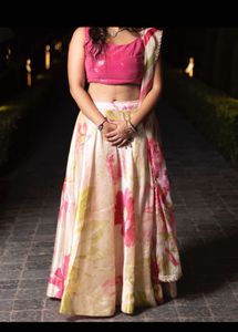 Floral Blingy Vintage Pink Lehenga Choli Set Y2k
