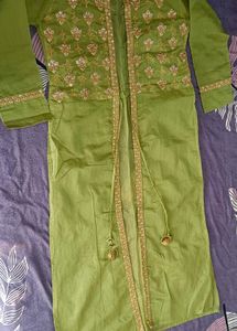 Pista green cape with inner gown