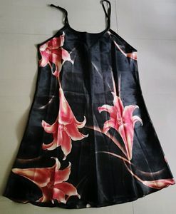 Satin Slip Dress with Floral Print