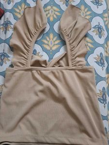 Cute Ruffle Strap Twist Front Top