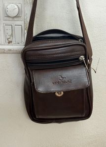 Brown Faux Leather Crossbody Bag