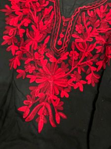 Black Kurta with Red Embroidery