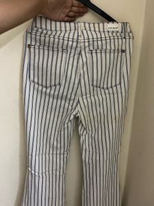 y2k striped super flared jeans white and blue str