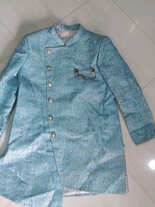 Men's Light Blue Jacquard Kurta