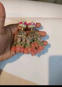 Beautiful Lotus Jhumka Earrings