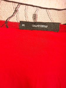 Madame Red Mesh Detail Top❤Like New💖