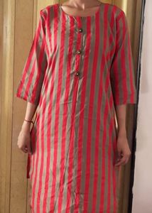 Red and Green Striped Kurta