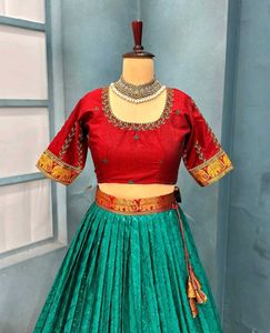 Elegant Teal &amp; Red Lehenga Choli Set