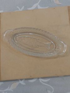 Oval, textured clear glass Fish Platter