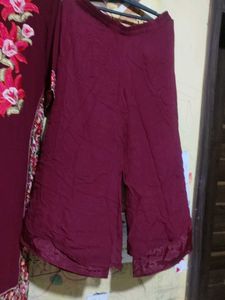 Maroon Embroidered Kurta Set