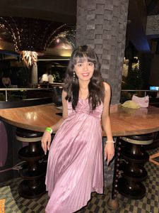 Pink Pleated Cocktail Dress