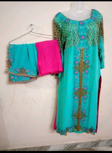3Set Kurta Heavy Dupatta With Pant Type Plazo😍✅