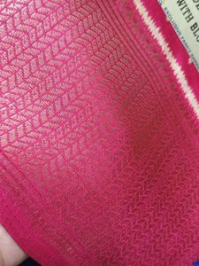 Beautiful Pink Saree with White Polka Dots