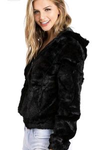 Black Faux Fur Cropped Jacket