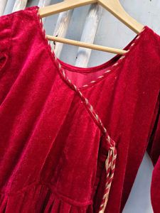 Elegant Red Velvet Gown