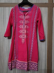 Rose Pink Cotton  Kurta