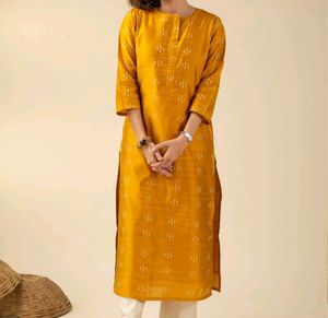 Elegant Yellow Printed Kurta
