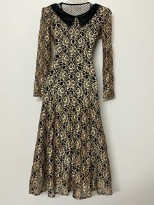 Pintresty Elegant Gold Lace Gown