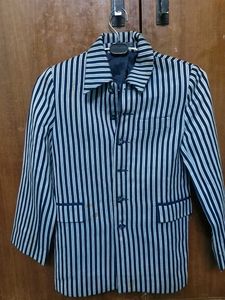 Striped Navy Blue Button-Up Blouse