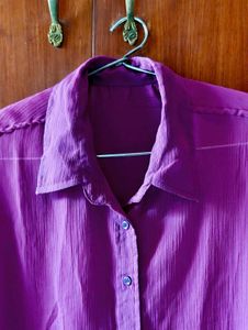 Sheer Purple Tie-up Top