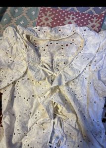 Chic Broderie Anglaise Ruffle Blouse