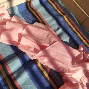 Elegant Pink Embroidered Kurti and peach top combo